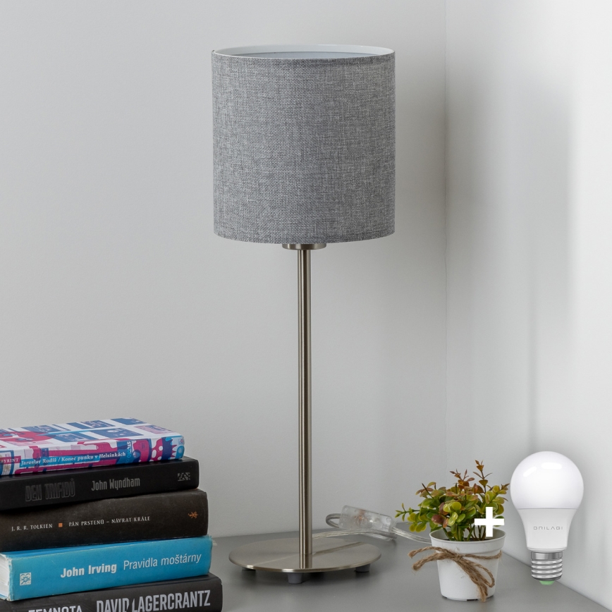 Eglo - LED Lampa stołowa TUNJA 1xE27/60W/230V 38,5 cm matowy chrom/szara