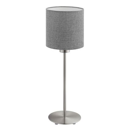 Eglo - LED Lampa stołowa TUNJA 1xE27/60W/230V 38,5 cm matowy chrom/szara