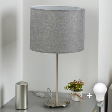 Eglo - LED  Lampa stołowa TUNJA 1xE27/60W/230V 38,5 cm matowy chrom/szara