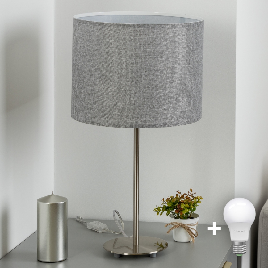 Eglo - LED  Lampa stołowa TUNJA 1xE27/60W/230V 38,5 cm matowy chrom/szara