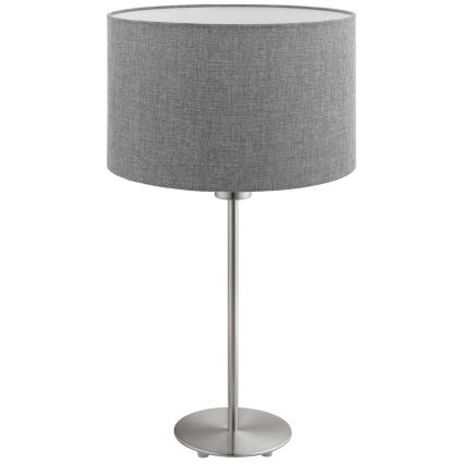 Eglo - LED  Lampa stołowa TUNJA 1xE27/60W/230V 38,5 cm matowy chrom/szara
