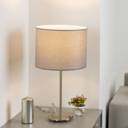 Eglo - LED  Lampa stołowa TUNJA 1xE27/60W/230V 38,5 cm matowy chrom/szara