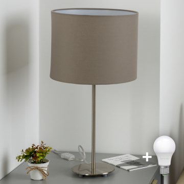 Eglo - LED  Lampa stołowa TUNJA 1xE27/60W/230V 38,5 cm matowy chrom/taupe