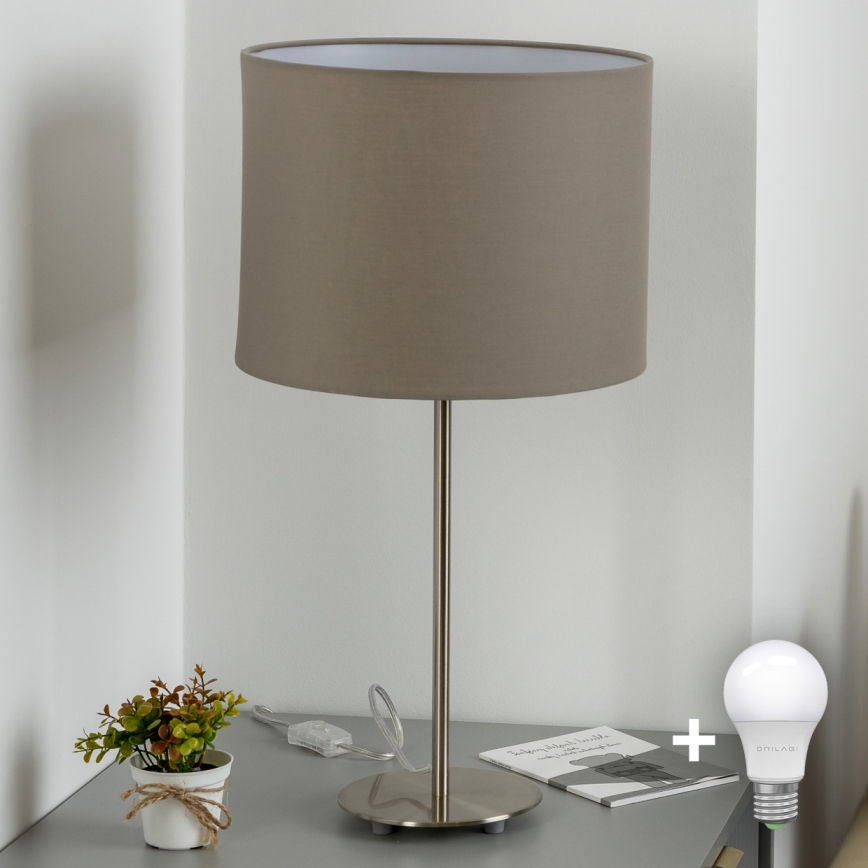 Eglo - LED  Lampa stołowa TUNJA 1xE27/60W/230V 38,5 cm matowy chrom/taupe