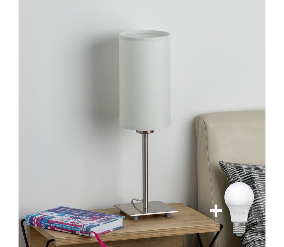 Eglo - LED Lampa stołowa TUNJA 1xE27/60W/230V 26,5 cm matowy chrom/biała