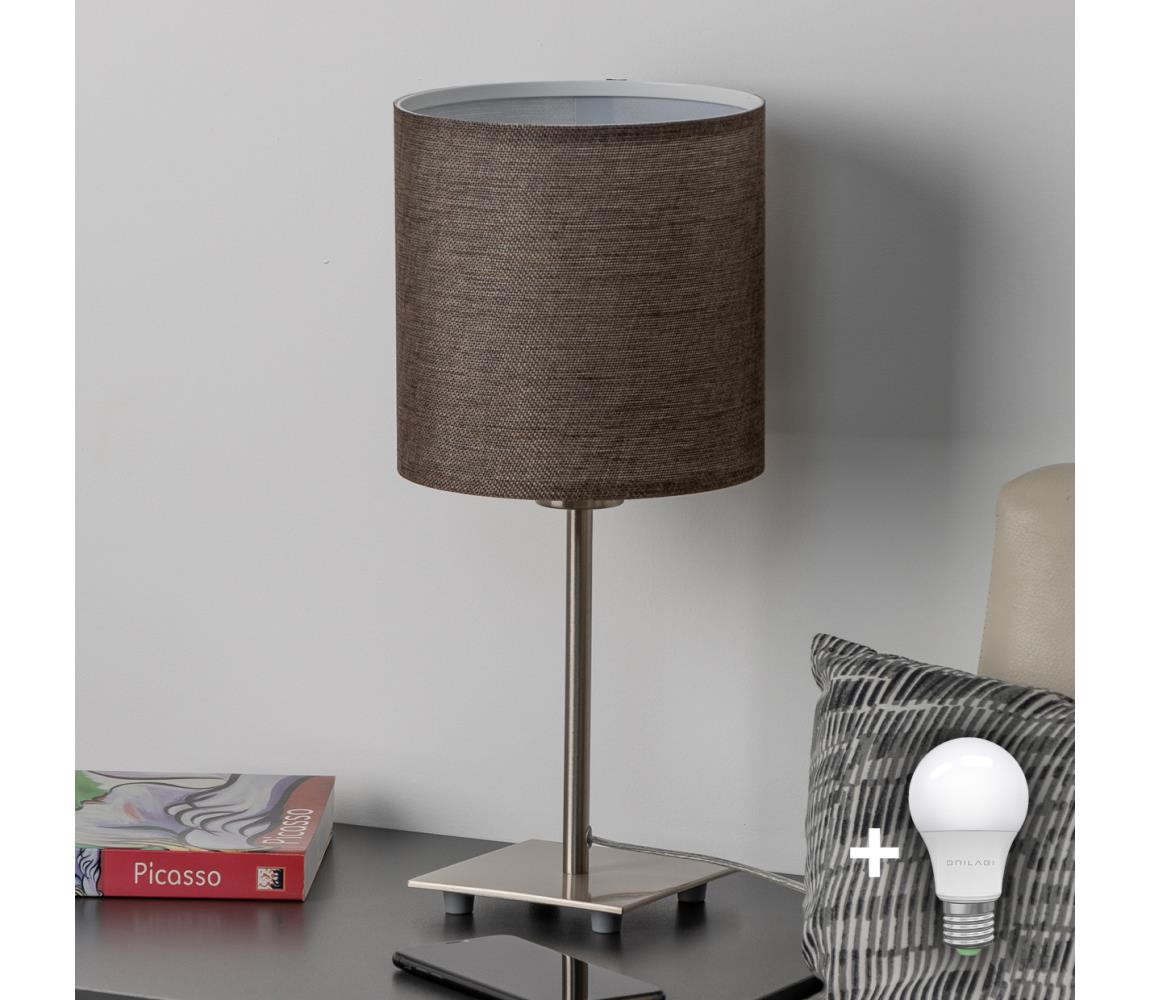 Eglo - LED Lampa stołowa TUNJA 1xE27/60W/230V 26,5 cm matowy chrom/brązowa