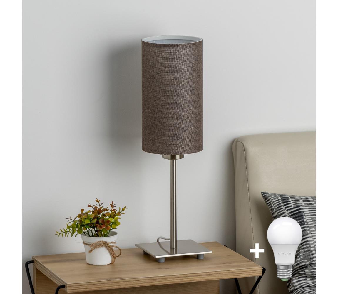 Eglo - LED Lampa stołowa TUNJA 1xE27/60W/230V 26,5 cm matowy chrom/brązowy