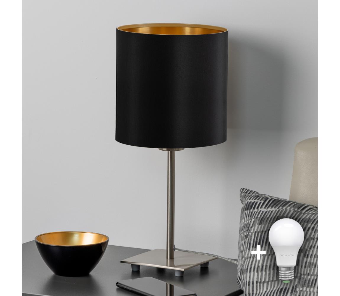 Eglo - LED Lampa stołowa TUNJA 1xE27/60W/230V 26,5 cm matowy chrom/czarna
