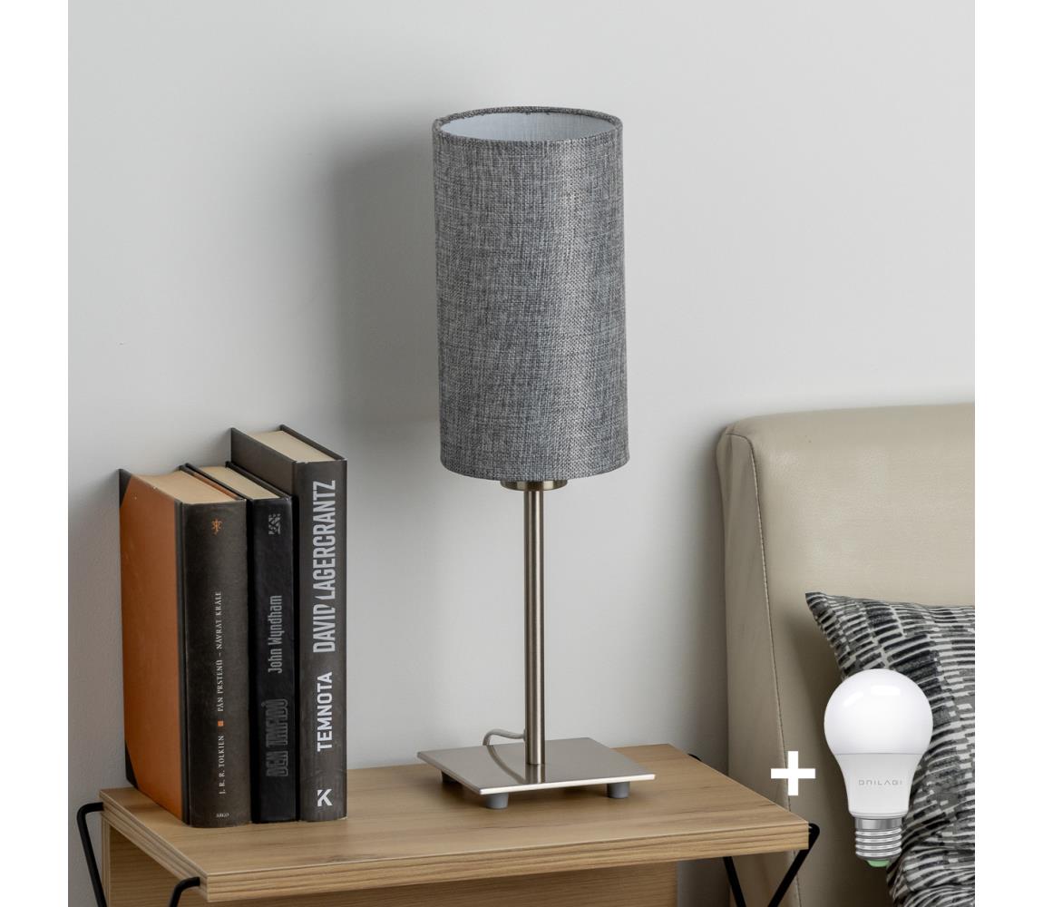 Eglo - LED Lampa stołowa TUNJA 1xE27/60W/230V 26,5 cm matowy chrom/szara