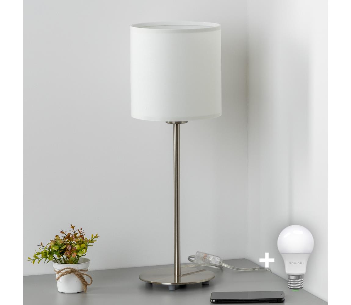 Eglo - LED Lampa stołowa TUNJA 1xE27/60W/230V 38,5 cm matowy chrom/biała