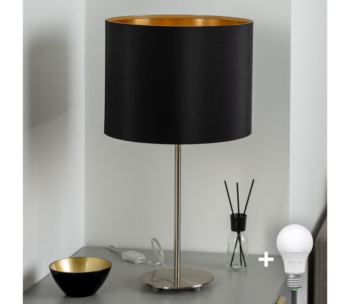 Eglo - LED Lampa stołowa TUNJA 1xE27/60W/230V 38,5 cm matowy chrom/czarna