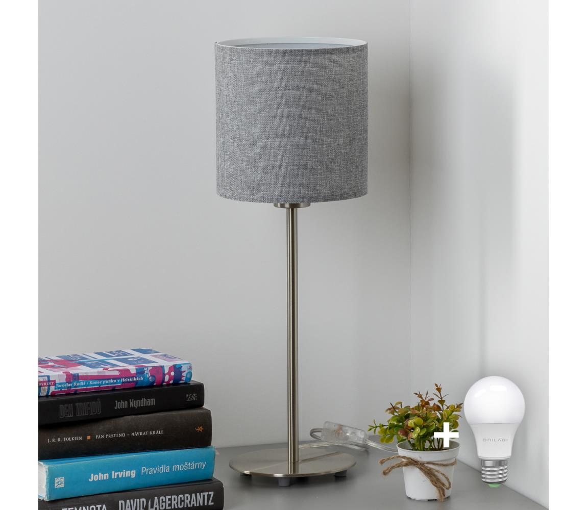 Eglo - LED Lampa stołowa TUNJA 1xE27/60W/230V 38,5 cm matowy chrom/szara