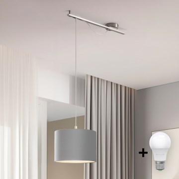 Eglo - LED Lampa wisząca na linkach CALCENA 1xE27/60W/230V chrom/szary