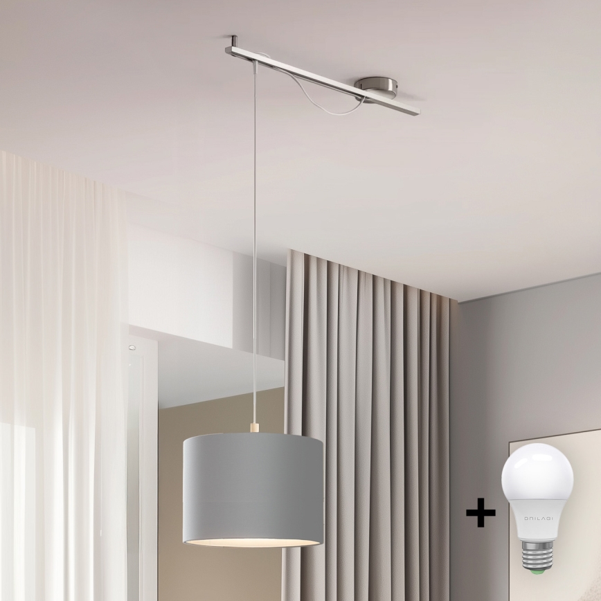 Eglo - LED Lampa wisząca na linkach CALCENA 1xE27/60W/230V chrom/szary