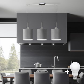 Eglo - LED Lampa wisząca na linkach TUNJA 3xE27/60W/230V szara