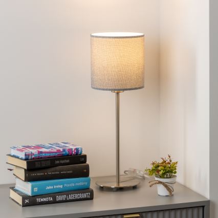 Eglo - LED Lampka stołowa TUNJA 1xE27/60W/230V 38,5 cm chrom matowy/szary