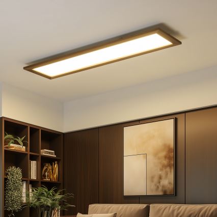 Eglo - LED Panel natynkowy SALOBRENA-RW WOOD LED/34W/230V 2700/4000K 124x34 cm ciemnobrązowy