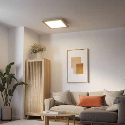 Eglo - LED Panel natynkowy ściemnialny POZZALLO WOOD LED/21W/230V 2700-6500K 49,5x49,5 cm brązowy + pilot zdalnego sterowania