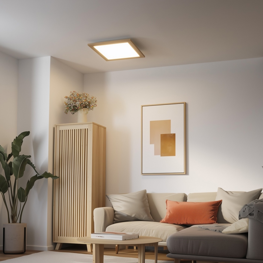 Eglo - LED Panel natynkowy ściemnialny POZZALLO WOOD LED/21W/230V 2700-6500K 49,5x49,5 cm brązowy + pilot zdalnego sterowania