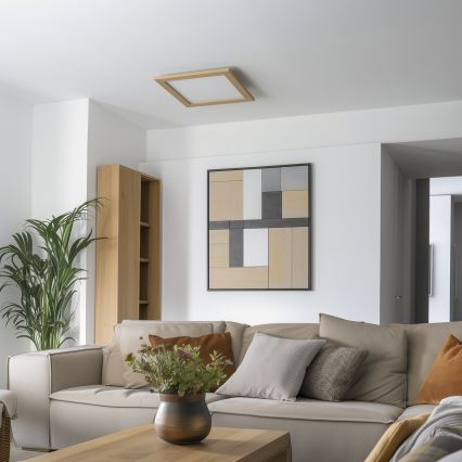 Eglo - LED Panel natynkowy ściemnialny POZZALLO WOOD LED/21W/230V 2700-6500K 49,5x49,5 cm brązowy + pilot zdalnego sterowania