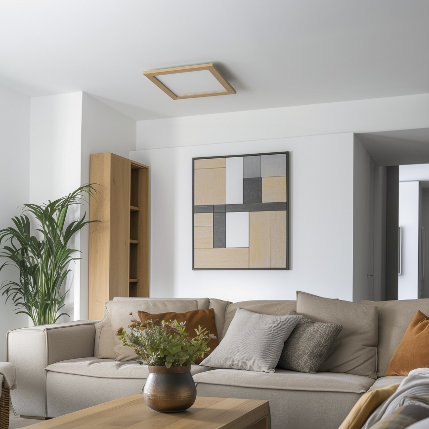 Eglo - LED Panel natynkowy ściemnialny POZZALLO WOOD LED/21W/230V 2700-6500K 49,5x49,5 cm brązowy + pilot zdalnego sterowania