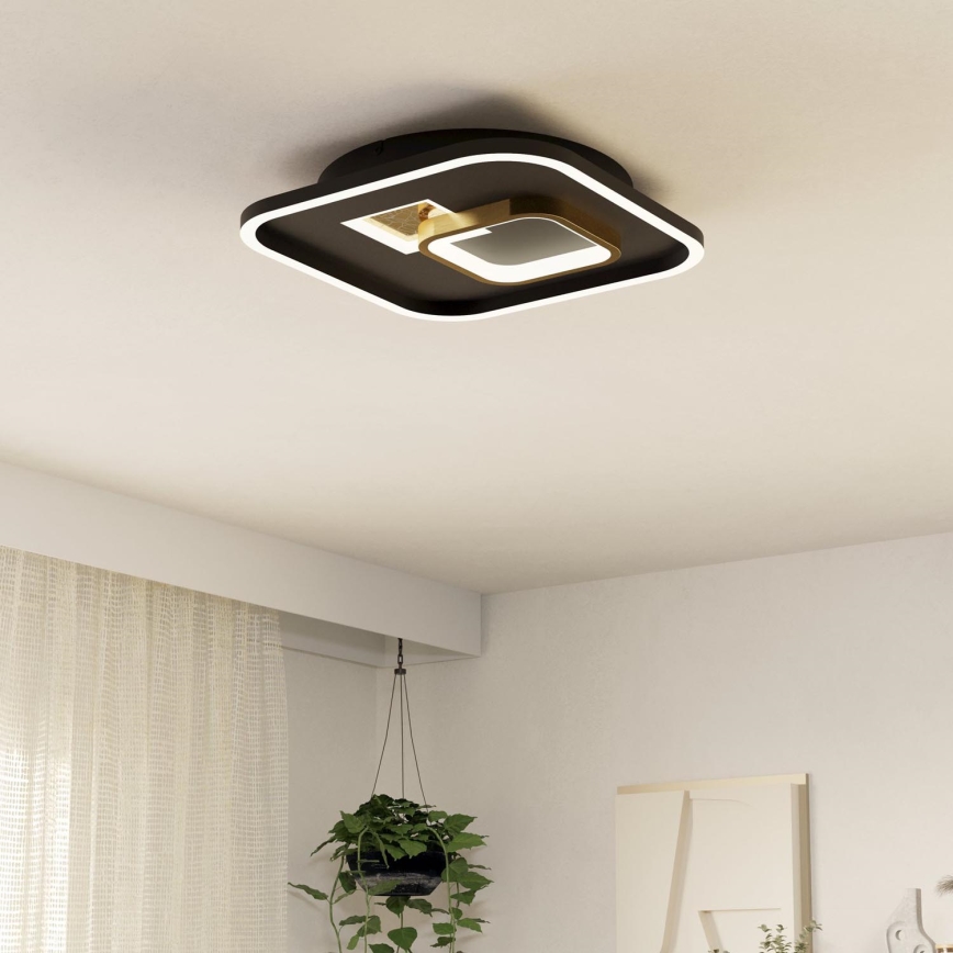 Eglo - LED Plafon 1xLED/16,2W/230V + 1xLED/9,2W 38x38 cm czarny/złoty