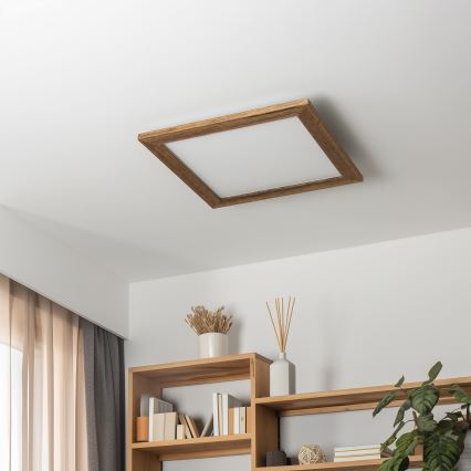 Eglo - LED RGB Ściemnialny panel natynkowy SALOBRENA-C WOOD LED/24W/230V 2700-6500K 49,5x49,5 cm brązowy + pilot zdalnego sterowania