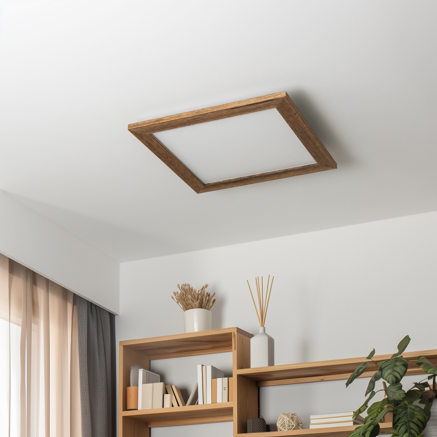 Eglo - LED RGB Ściemnialny panel natynkowy SALOBRENA-C WOOD LED/24W/230V 2700-6500K 49,5x49,5 cm brązowy + pilot zdalnego sterowania
