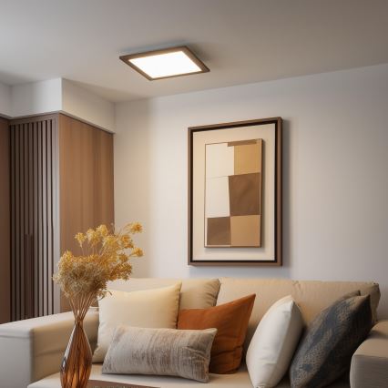 Eglo - LED RGB Ściemnialny panel natynkowy SALOBRENA-C WOOD LED/24W/230V 2700-6500K 49,5x49,5 cm brązowy + pilot zdalnego sterowania