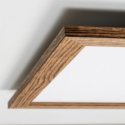 Eglo - LED RGB Ściemnialny panel natynkowy SALOBRENA-C WOOD LED/30,5W/230V 2700-6500K 64x64 cm brązowy + pilot zdalnego sterowania