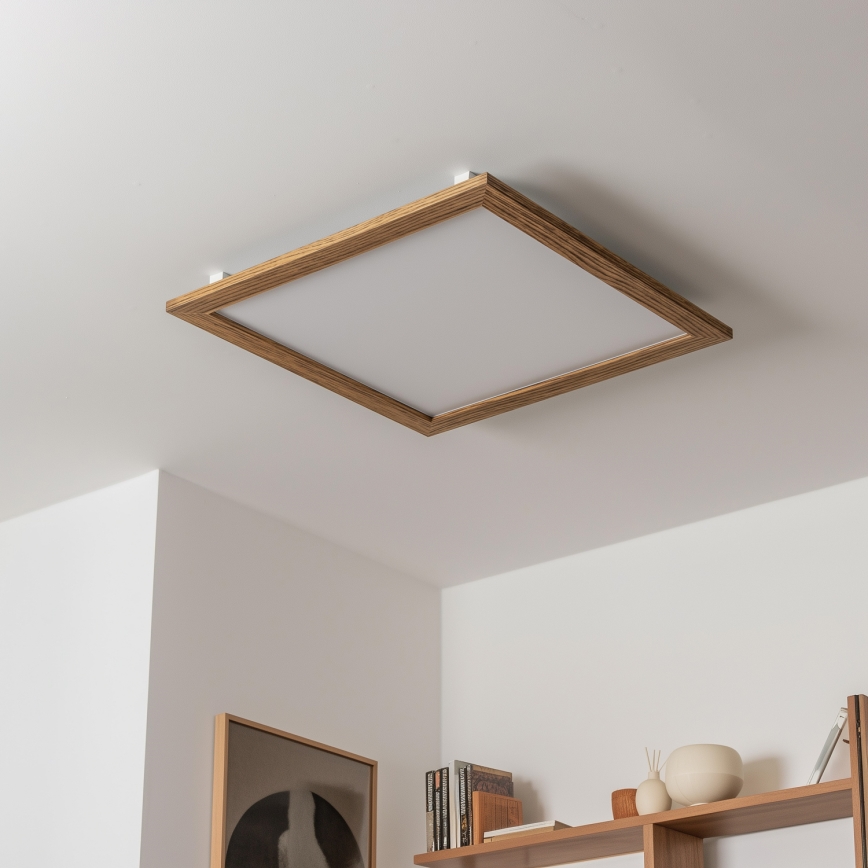 Eglo - LED RGB Ściemnialny panel natynkowy SALOBRENA-C WOOD LED/30,5W/230V 2700-6500K 64x64 cm brązowy + pilot zdalnego sterowania