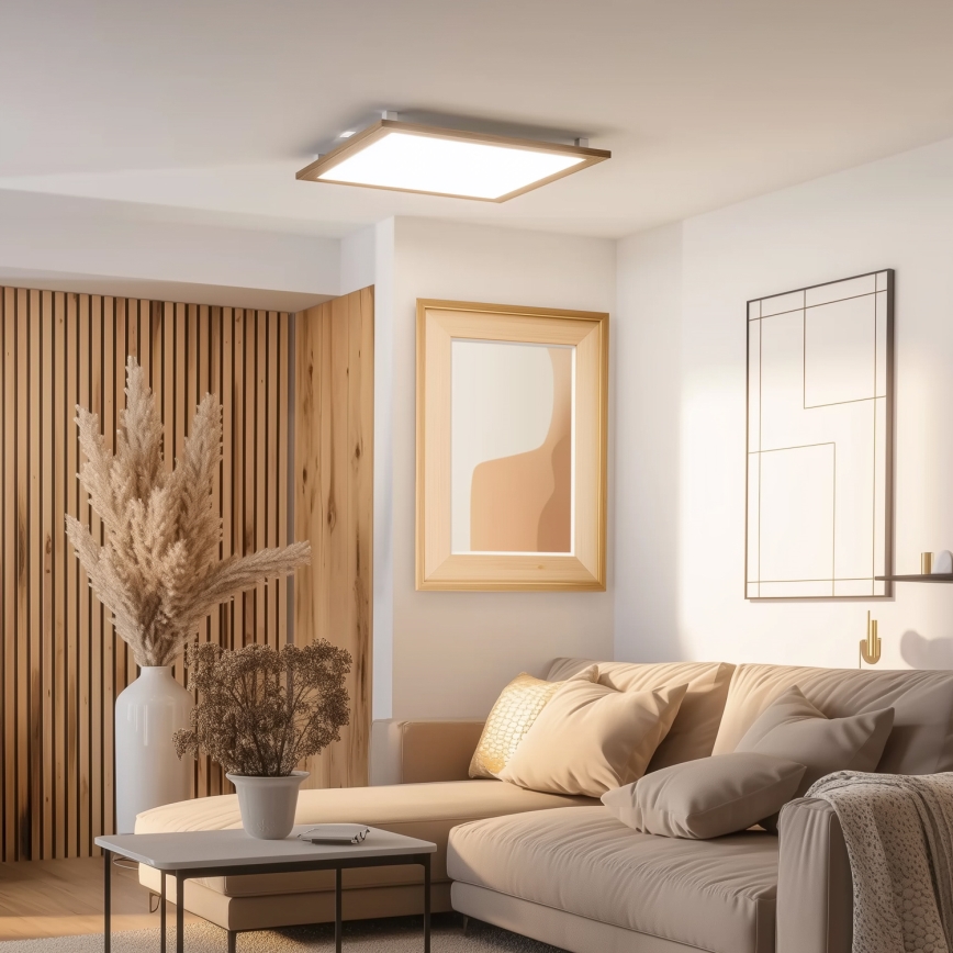 Eglo - LED RGB Ściemnialny panel natynkowy SALOBRENA-C WOOD LED/30,5W/230V 2700-6500K 64x64 cm brązowy + pilot zdalnego sterowania
