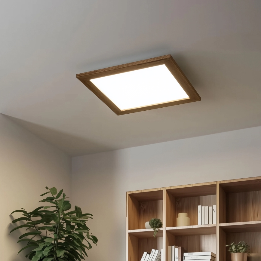 Eglo - LED RGB Ściemnialny panel natynkowy SALOBRENA-C WOOD LED/24W/230V 2700-6500K 49,5x49,5 cm brązowy + pilot zdalnego sterowania