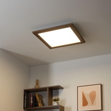 Eglo - LED RGB Ściemnialny panel natynkowy SALOBRENA-C WOOD LED/24W/230V 2700-6500K 49,5x49,5 cm ciemnobrązowy + pilot zdalnego sterowania