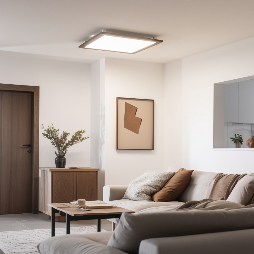 Eglo - LED RGB Panel natynkowy ściemnialny SALOBRENA-C WOOD LED/30,5W/230V 2700-6500K 64x64 cm ciemnobrązowy + pilot zdalnego sterowania