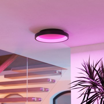 Eglo - LED RGBW Ściemnialna oprawa sufitowa LED/19,6W/230V 2700-6500K śr. 35 cm czarna