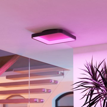 Eglo - LED RGBW ściemnialna oprawa sufitowa LED/20W/230V 2700-6500K 35x35 cm czarna