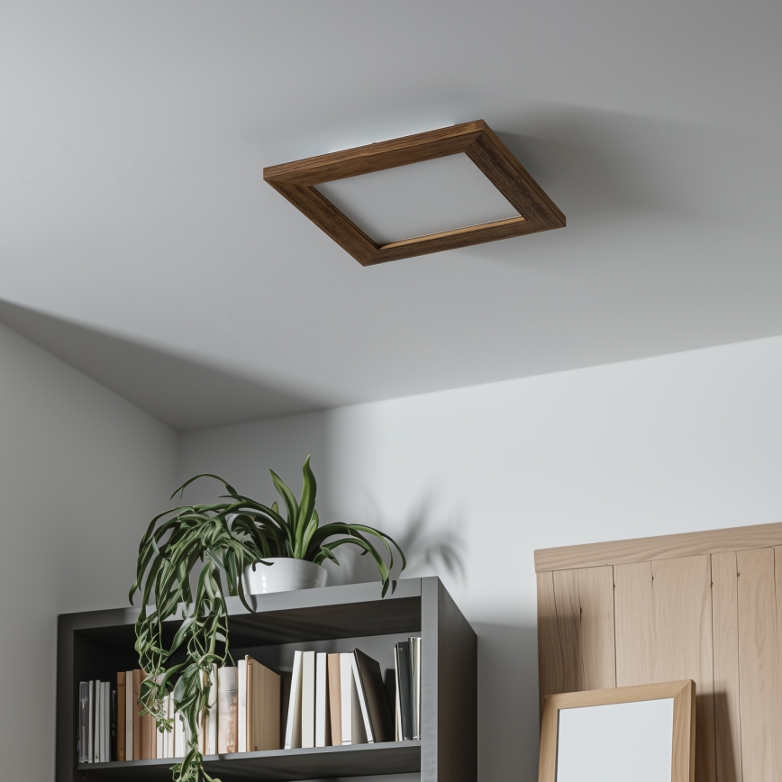 Eglo - LED RGBW ściemnialny przysufitowy panel SALOBRENA-C WOOD LED/16W/230V 2700-6500K 34x34 cm brązowy + pilot zdalnego sterowania