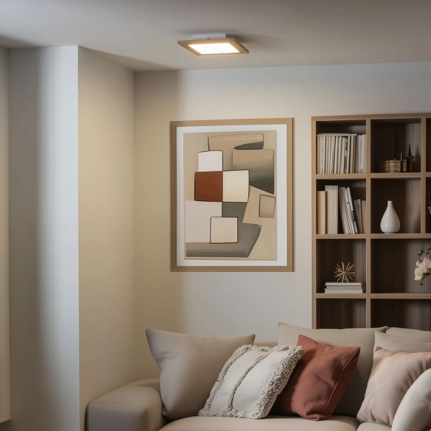 Eglo - LED RGBW Ściemnialny panel natynkowy SALOBRENA-C WOOD LED/16W/230V 2700-6500K 34x34 cm brązowy + pilot zdalnego sterowania
