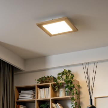 Eglo - LED RGBW Ściemnialny panel natynkowy SALOBRENA-C WOOD LED/16W/230V 2700-6500K 34x34 cm brązowy + pilot zdalnego sterowania