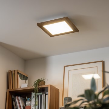 Eglo - LED RGBW Ściemnialny panel natynkowy SALOBRENA-C WOOD LED/16W/230V 2700-6500K 34x34 cm brązowy + pilot zdalnego sterowania