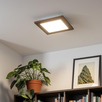 Eglo - LED RGBW Ściemnialny panel natynkowy SALOBRENA-C WOOD LED/16W/230V 2700-6500K 34x34 cm ciemnobrązowy + pilot zdalnego sterowania