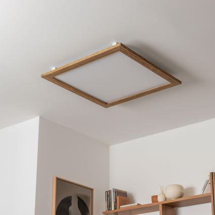 Eglo - LED RGBW Ściemnialny panel natynkowy SALOBRENA-C WOOD LED/34W/230V 2700-6500K 64x64 cm brązowy + pilot zdalnego sterowania