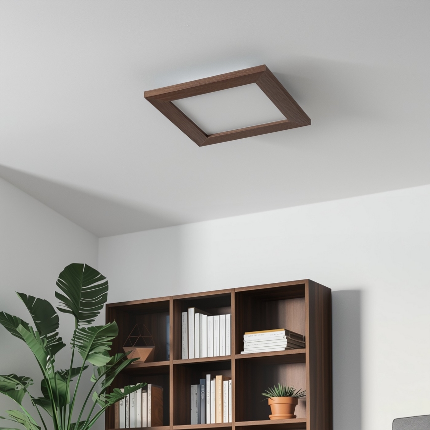 Eglo - LED RGBW ściemnialny przysufitowy panel SALOBRENA-C WOOD LED/16W/230V 2700-6500K 34x34 cm ciemny brąz + pilot zdalnego sterowania