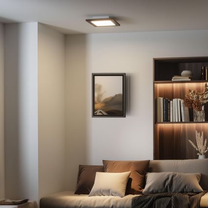 Eglo - LED RGBW ściemnialny przysufitowy panel SALOBRENA-C WOOD LED/16W/230V 2700-6500K 34x34 cm ciemny brąz + pilot zdalnego sterowania