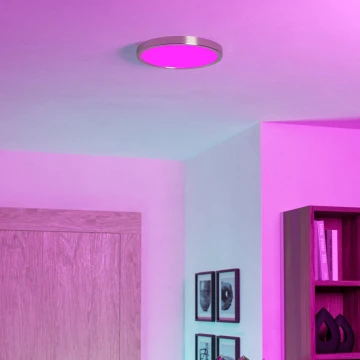 Eglo - LED RGBW ściemnialny plafon łazienkowy LED/14,3W/230V 2700-6500K śr. 27,8 cm IP44 matowy chrom
