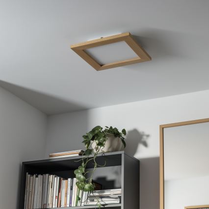 Eglo - LED RGBW ściemnialny przysufitowy panel SALOBRENA-C WOOD LED/16W/230V 2700-6500K 34x34 cm brązowy + pilot zdalnego sterowania