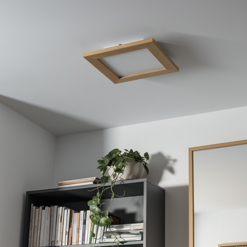 Eglo - LED RGBW ściemnialny przysufitowy panel SALOBRENA-C WOOD LED/16W/230V 2700-6500K 34x34 cm brązowy + pilot zdalnego sterowania