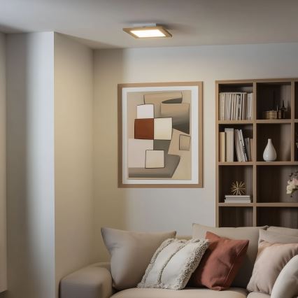 Eglo - LED RGBW ściemnialny przysufitowy panel SALOBRENA-C WOOD LED/16W/230V 2700-6500K 34x34 cm brązowy + pilot zdalnego sterowania