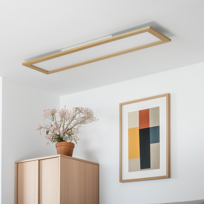 Eglo - LED RGBW ściemnialny przysufitowy panel SALOBRENA-C WOOD LED/34W/230V 2700-6500K 34x124 cm brązowy + pilot zdalnego sterowania